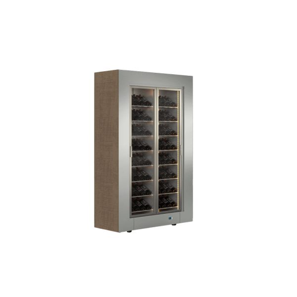 Wine Refrigeration - Della Marta - MOD Silver Coated Linear Frame with Teak Roble Side Panel